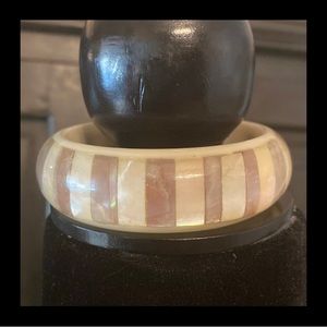 Vintage Thick Resin acrylic strips mother of pearl Bangle Bracelet